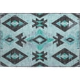 thumbnail image 2 of Addison Rugs Mayfield Premium Machine Washable Transitional Aztec Teal Rectangle Rug, 1'8" x 2'6", 2 of 6