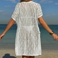 thumbnail image 4 of BLTIBY Women Beach Dress Swimsuit Crochet Swim V Neck Cover Up Summer Bathing Suit Swimwear Knit Short Sleeve Pullover 2025 White Free Size, 4 of 4