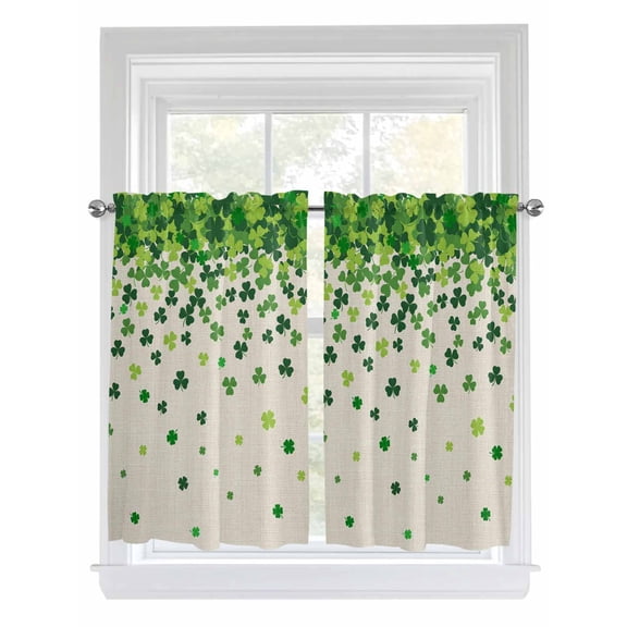 St. Patrick's Day Living Room Curtains 2 Panel, Spring Lucky Shamrocks Leaves Retro Country Cafe Window Treatment, Farmhouse Bedroom Bathroom Kitchen Curtains Drapes 104"x54"
