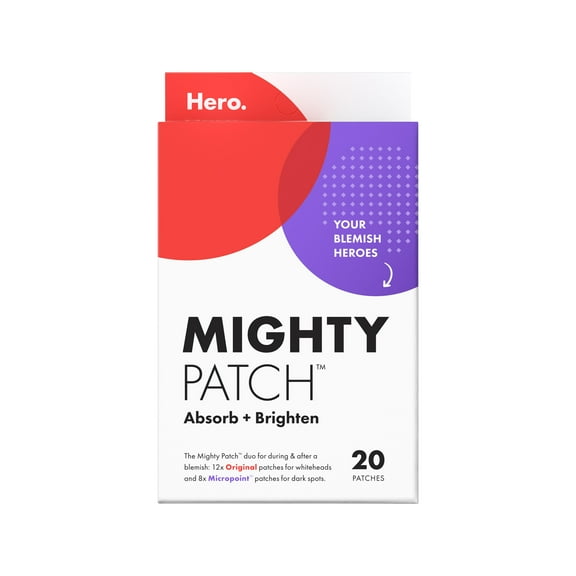 Hero Cosmetics Mighty Patch™ Absorb and Brighten – Mighty Patch™ Original and Micropoint™ for Dark Spots patches, 20 Count