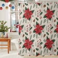 thumbnail image 6 of Vintage Country Red Flowers Shower Curtain for Bathroom, Winter Pine Fruit on Linen Waterproof Shower Curtains Washable Quick Dry with Hooks Bathtub Curtains 60x72IN, 6 of 9