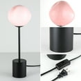 thumbnail image 4 of Globe Glass Table Lamp Collection,18" Hand-Blown Glass Accent Lamp With Pink Shade,Matte Black Metal Base,Artistic Modern Lighting For Girls Bedroom,G9 Socket(Bulb Not Included), 4 of 6