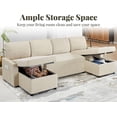 thumbnail image 5 of Roomy Homy Sleeper Sofa, 110 inch Oversize - 2 in 1 Pull Out Bed, Sectional Sleeper Sofa with Double Storage Chaise for Living Room, Beige Chenille Couch, 5 of 8