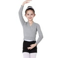 thumbnail image 3 of Ugoldhm Girls' Ballet Wrap Top Crop Dance Shawl Cardigan Coat Warm Up Leotard Jacket, Sizes 5-15 Years, 3 of 7
