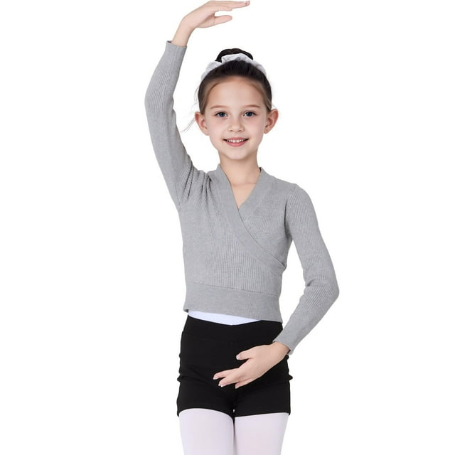 Cowsor Kids' Solid Color V-Neck Base Layer Top - Long Sleeve Knit Pullover, Versatile Four-Season Wear for Layering, School & Daily Activities, Soft Comfortable Fit 5-15 Years