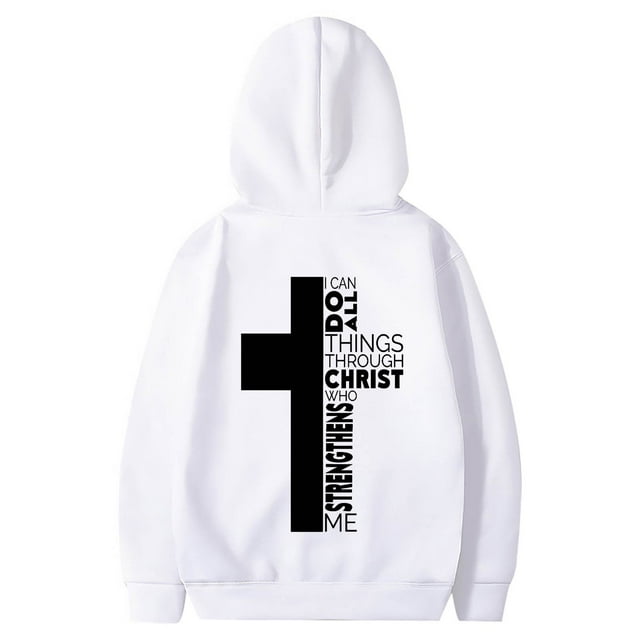 Sweat à Capuche à Manches Longues pour Homme, Couleur Unie, Imprimé au Dos