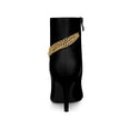 thumbnail image 2 of BLISSFUL STEP Women's Chain Pointy Toe Side Zipper Stiletto Heel Ankle Boots Black 8, 2 of 7