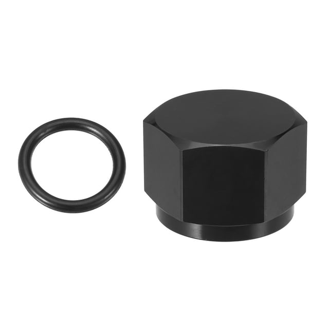 Unique Bargains 1 Set AN10 Universal Female Flare Cap Port Plug Block Off Fitting Nut Adapter with O-ring Black