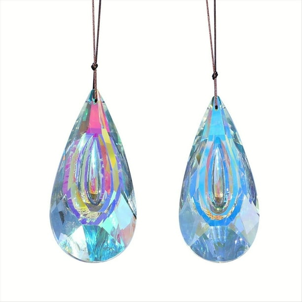 Atrapasueños de Cristal de 120 Mm, Paquete de 2 Atrapasoles de Prisma Grande, Adornos Colgantes para Ventanas, Colgante Rainbow Maker