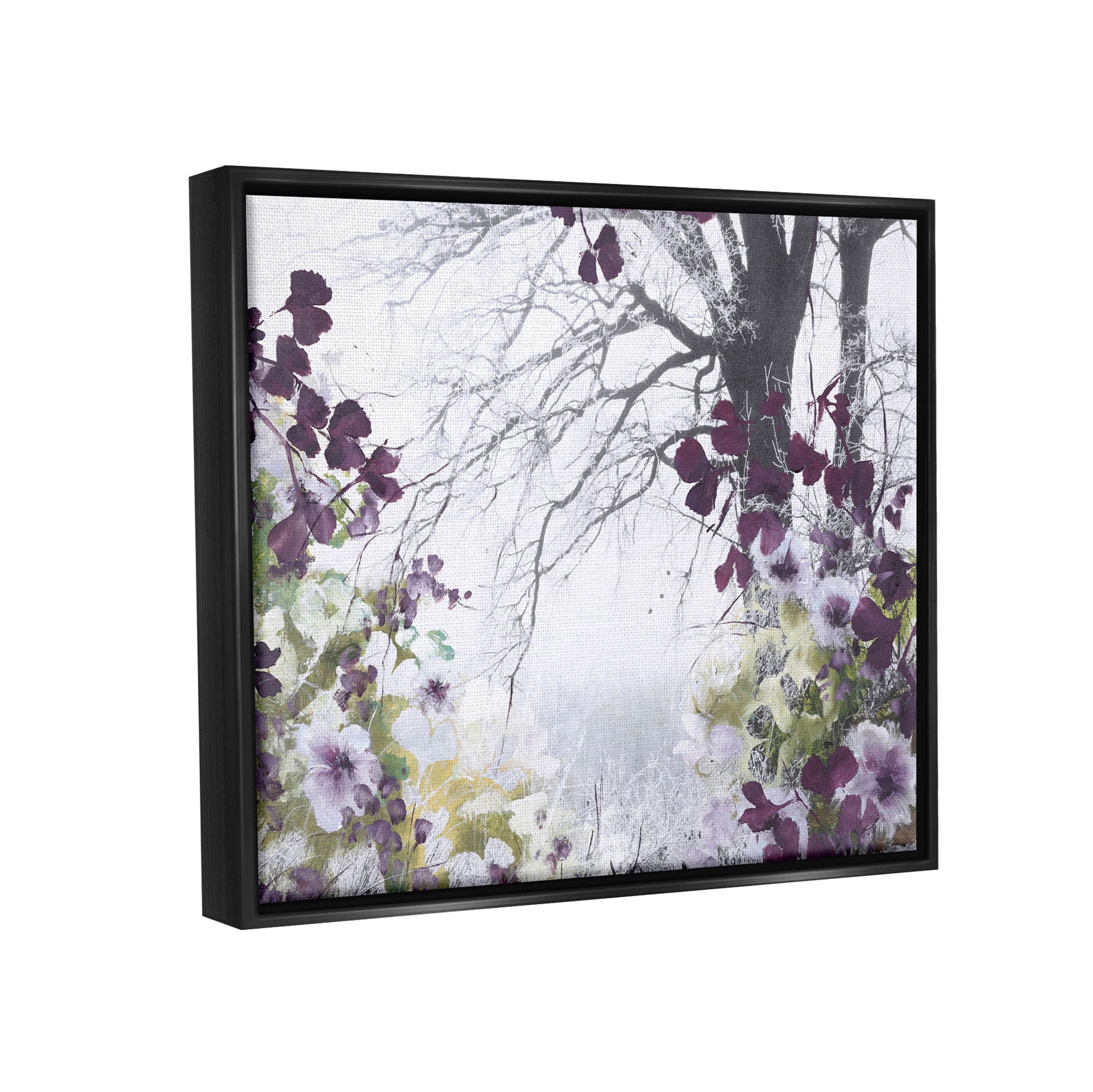 Stupell Industries Vivid Purple Woodland Blooms Photograph Jet Black Floating Framed Canvas Print Wall Art, Design by Design Fabrikken