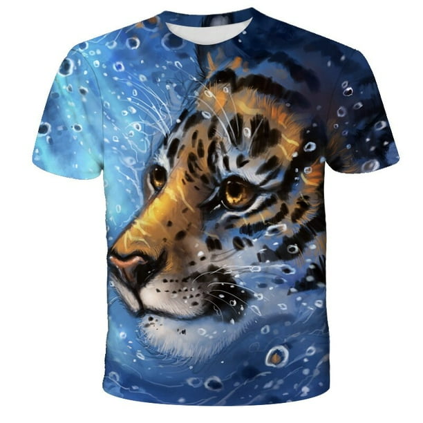 2022 Hot Sale Lion Children's 3D Printing Short Sleeve T-Shirt Summer O Neck Short Sleeve Fashion Casual Top Oversized T-Shirt5T Gong Bohan LED