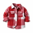 thumbnail image 2 of Hpapadks Girls Tops Kids Long Sleeve Lapel Button Down Plaid Shirt Coat Tops with Pockets Boys Shirts Red 6 Months-12 Months, 2 of 4