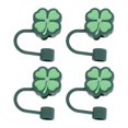 thumbnail image 1 of Uxcell 4pcs Clover-shaped Straw Cap 10mm Silicone Straw Cover for Tumbler Cup, Green, 1 of 6