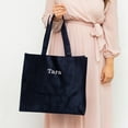 thumbnail image 3 of Weddingstar Large Personalized Velvet Tote Bag - Navy Blue, 3 of 6