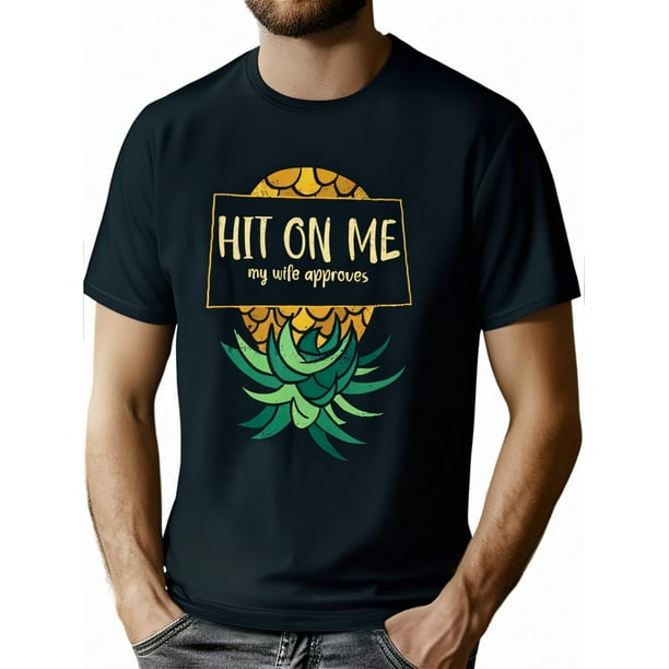 Camiseta de algodón 100 % con diseño de piña al revés, para mujer y hombre, 220 g, estilo casual