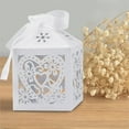 thumbnail image 4 of 10/50pcs Beautiful white Love Heart Laser Cut Wedding Candy Gift Box for Wedding Favor Birthday Party Bridal Shower with Ribbon, 4 of 8