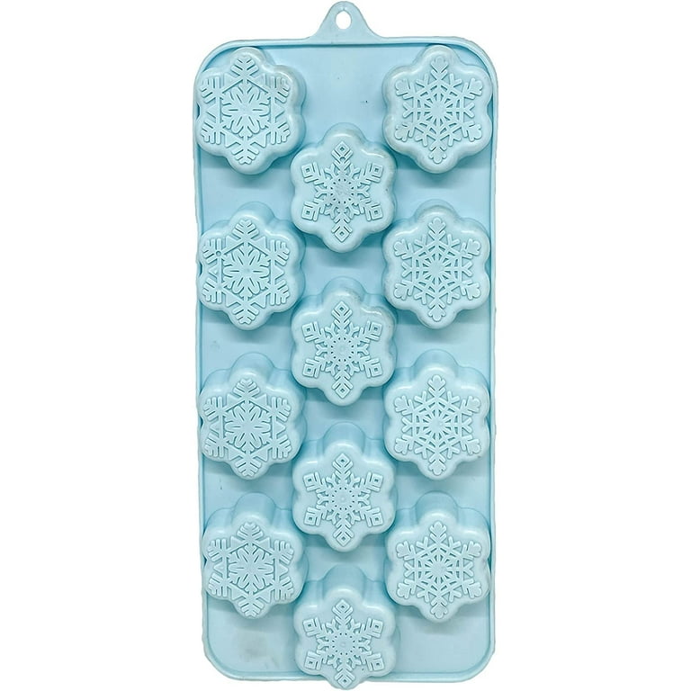 Kamehame Snowflake Ice Cube Mold, 2 Pcs Christmas Snowflake Silicone Mold,  12 Grids Snow Ice Cube Trays, Chocolate Dessert Baking Molds, Blue