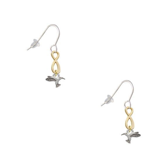 Delight Jewelry Silvertone Mini Hummingbird Gold Tone Infinity French Earrings