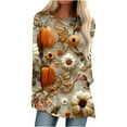 thumbnail image 2 of VKOYWKM Thanksgiving Pumpkin Shirts Women Tunic Tops Thankful Pumpkin Graphic Long Sleeve Fall T-Shirt Casual Crew Neck Loose Fit Blessed Top, 2 of 5