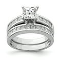 thumbnail image 1 of 925 Sterling Silver Rhodium-plated 2-Piece Cubic Zirconia Size 8 Wedding Set Ring, 1 of 2