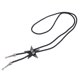 thumbnail image 3 of Corbata de bolo occidental con cuentas turquesas y estrella, cordón trenzado de cuero sintético. Plata antigua, 3 of 6