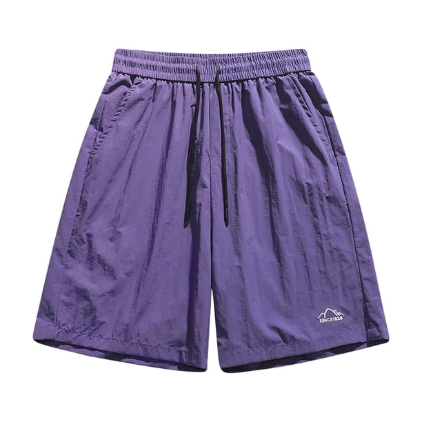 pstuiky Pantalones cortos para hombre, Pantalones cortos deportivos casuales de seda helada de color sólido de verano para hombre, pantalones de cinco cuartos