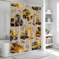 thumbnail image 6 of Construction Truck Shower Curtain, Waterproof Shower Curtains for Bathroom, Cartoon Grips and Bulldozers Beige Washable Fabric Bathtub Curtain Set Bath Decor with 12 Hooks Standard 72"x72", 6 of 8