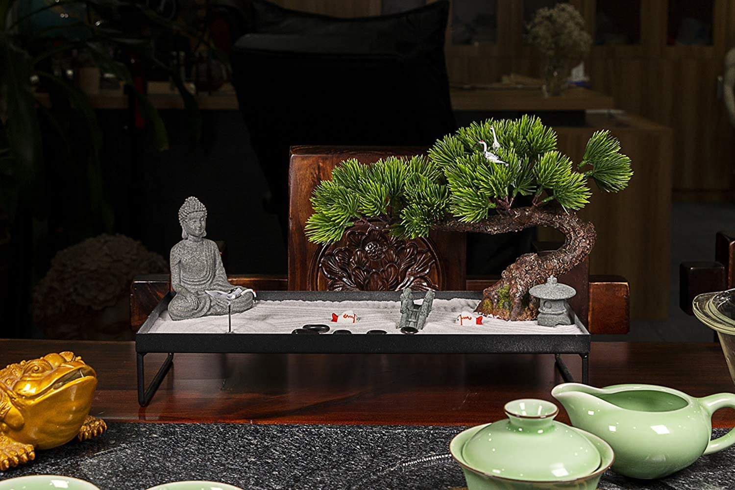 BangBangDa Japanese Meditation-Decoration - Home Office Bonsai Decor for  Table Desk - Buddha Rock Sand Tabletop Decor Gifts for Women Man Friends