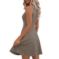thumbnail image 6 of jtjvou Women's Work Dress Round Neck Solid Color Sleeveless A-Line Casual Office Dresses Khaki M, 6 of 9