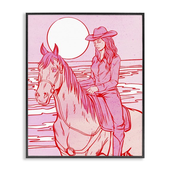 Stupell Industries Eclectic Vintage Coastal Cowgirl Black Framed Giclee Art, 11 x 14, by Ziwei Li