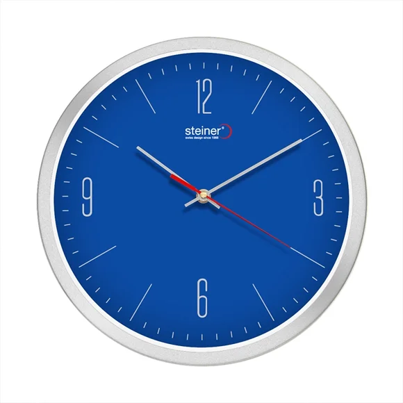 Reloj De Pared Análogo Steiner Colors, Movimiento Silencioso Ø 30 Cm Azul