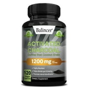 Activated Charcoal Capsules - 1,200 mg Highly Absorbent Helps Alleviate Gas & Bloating Promotes Natural detoxification Derived from Coconut Shells - 120 Capsules