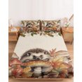thumbnail image 2 of Queen Size Fitted Sheet Set - Fall Mushroom Hedgehog 3 Piece Bedding Sets 16" Deep Pocket Fitted Sheet with 2 Pillowcases, Thanksgiving Rustic Brushed Microfiber Hotel Luxury Bed Sheets, 2 of 9