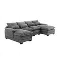 thumbnail image 4 of U-Shaped Sectional Sofa Couch Set, Modern Large Chenille Upholstered 4 Seater Sofa with Double Chaise and Padded Cushions, Modular Sectional Sofa Extra Wide Chaise Lounge for Living Room, Gray, 4 of 7