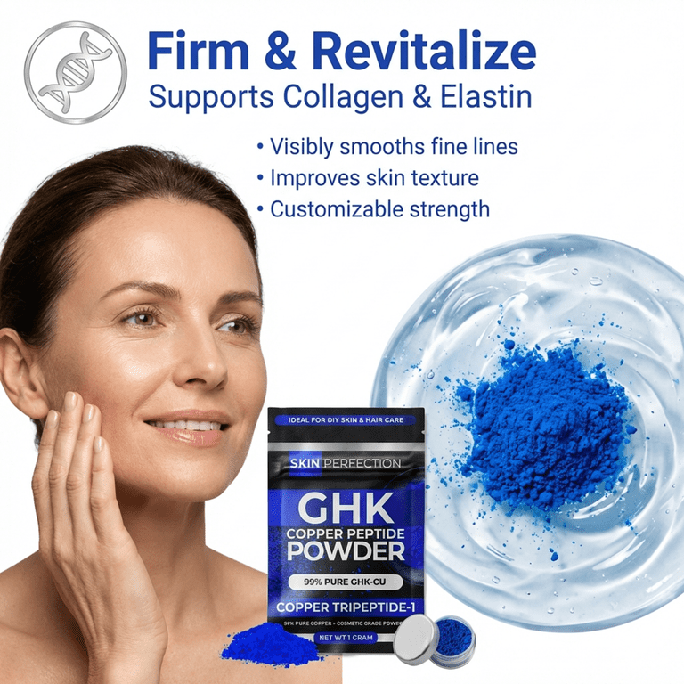 Skin Perfection Ghk-Cu Copper Peptide Powder 99.7% Pure Diy Ghk Powder to Make a Serum for Face Hair Scalp 1g