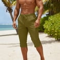 thumbnail image 6 of Mens Cropped Pants Drawstring Elastic Waist Capri Pants Casual Lightweight Jogger Pants Summer Breathable 3/4 Length Workout Lounge, 6 of 9