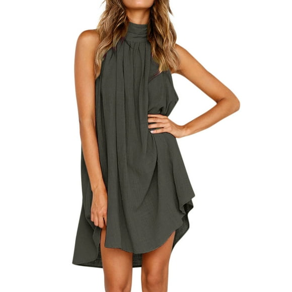 Heliisoer Womens Holiday Ladies Summer Irregular Dress Beach Sleeveless Party Dress