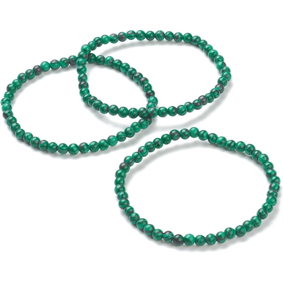 1 Pc Malachite Beaded Bracelet Malachite Beaded Stretch Bracelets Round Beaded Strand Stretch Bracelet Multilayered Bracelet Set for Man Women Trendy Costume Jewelry Gifts Green