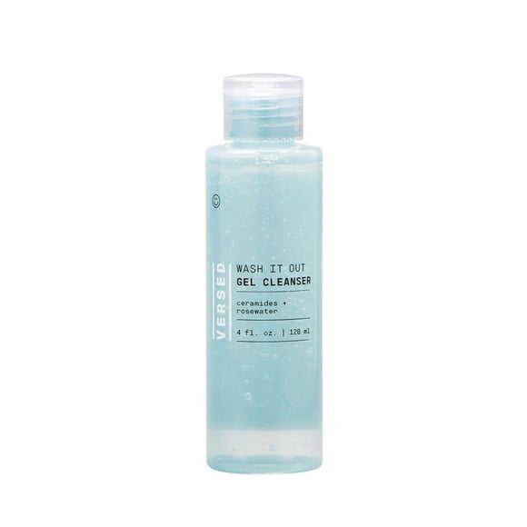 Limpiador facial en gel Versed Wash It Out - Gel facial suave que no pela con agua de rosas nutritiva y ceramidas hidratantes - Vegano (4 fl oz)
