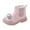 Pink*, variant on OSOLU Toddler Girls Leather Boots Winter Warm with Bow Mid Princess Boots Plush Warm Relaxed Classic Shoes