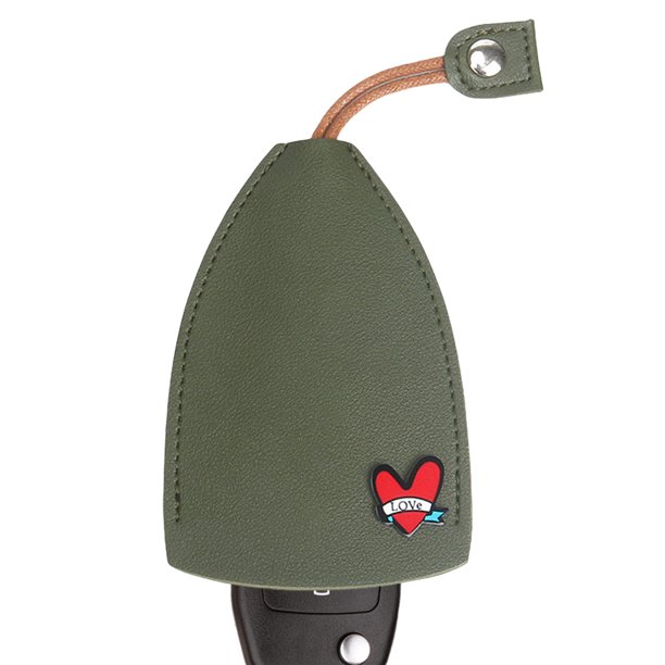 Ndcxsfigh Carteras para Llaves Dibujos Animados Cuero PU Bolsas para Llaves Extraíbles Creativas (corazón Verde Militar)