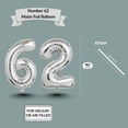 thumbnail image 4 of Silver Number 62 Mylar Foil Balloon 40" - Helium or Air Inflatable Metallic Balloons for 62th Birthday Party Decoration, Graduation, Corporate Events, 4 of 8