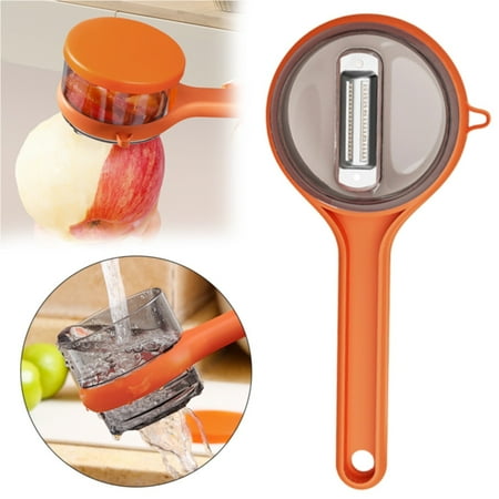 

SWSUSN Peeling Knife with Storage Box 2024 New Peeler with Waste Catcher Bucket Stainless Steel Multi-Function Peeler Multifunctional Carrot Vegetable Fruit Peeler Peeling Knife Box for Kitchen