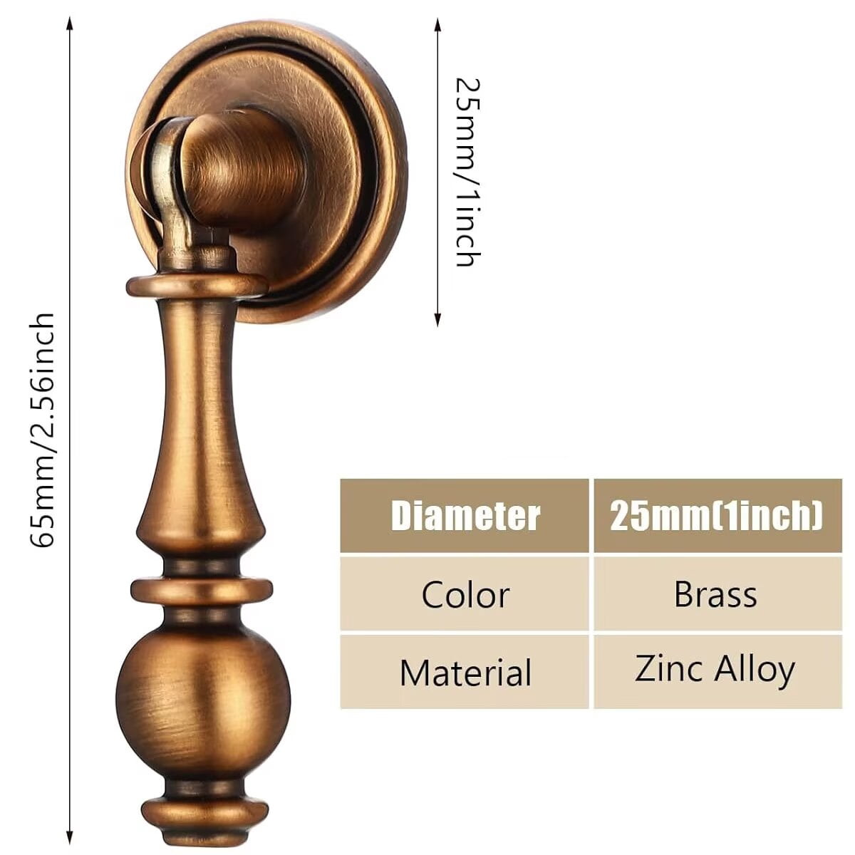 HDJNal 10 Pcs Vintage Drop Cabinet Pulls 2.55 Inch Zinc Alloy Drawer Handles Antique Brass Dresser Knobs Decorative Pendant Style Hardware for Kitchen Cabinets Nightstand Cupboard
