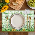 thumbnail image 4 of St. Patrick's Day Placemats Set of 8, Spring Botanical Clovers Coin Green Check Placemats for Dining Table, Place Mats for Kitchen Tabletop, Waterproof Wipeable Dining Table Mats Set, 4 of 9