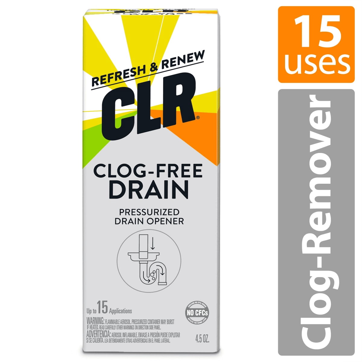 CLR Brand Clog-Free Drain Opener, Chemical-Free Pressurized Air Canister, 4.5 oz (1 Pack)