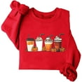 thumbnail image 4 of TKLPEHG Thanksgiving Sweatshirts for Women Fall Pumpkin Coffee Graphic Sweatshirts Fleece Long Sleeve Tops Crewneck Pullover (Red,L), 4 of 4
