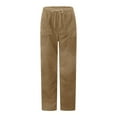 thumbnail image 5 of FAIWAD Corduroy Pants for Women Elastic High Waist Drawstring Straight Pants Loose Comfy Trousers with Pockets, 5 of 7