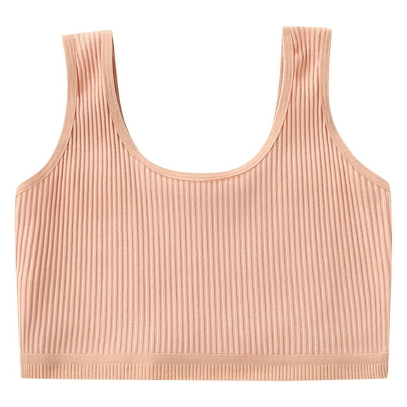 Cathalem Girls Sports Bra Girls Padded Training Bra – Crop Training Bras for Girls Seamless Bra Design (Orange,L)