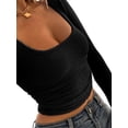 thumbnail image 4 of Fortune Haut à Manches Longues Col Rond pour Femmes, T-Shirt Basique Ajusté, 4 of 8